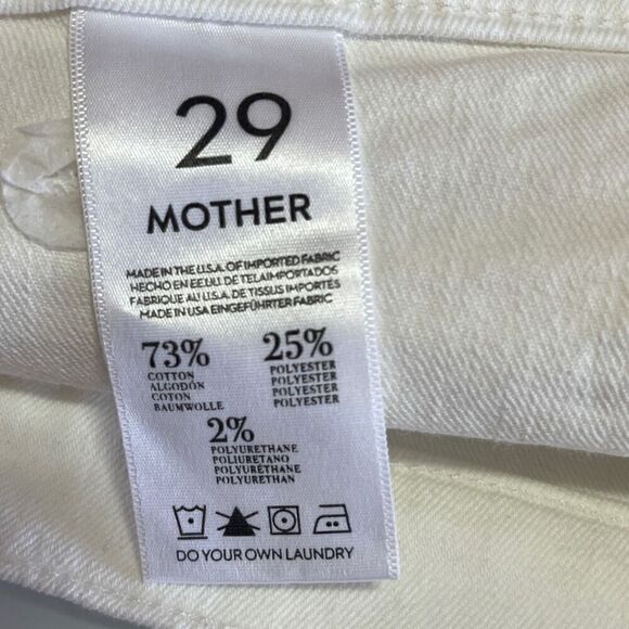 Mother White Slim Fit High Waisted Tomcat Patch Fray Hem Jean Short Size 29 - Picture 6 of 8